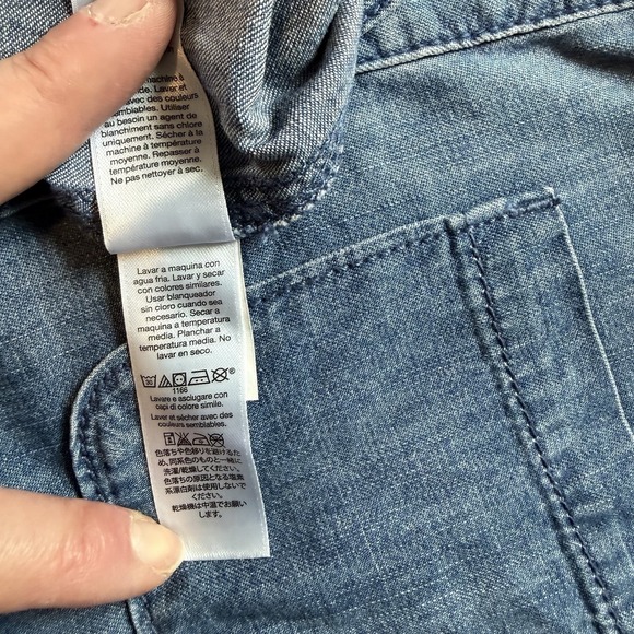 GAP Women's Chambray Medium Mini Button Up Long Sleeve Shirt Dress - Picture 9 of 9